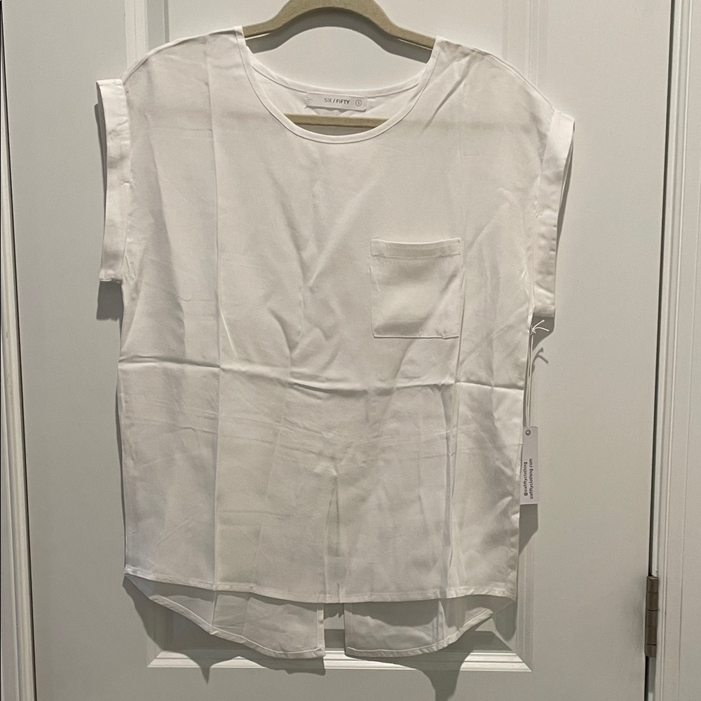 Six/Fifty White Short Sleeve Blouse 100%Lycocell
